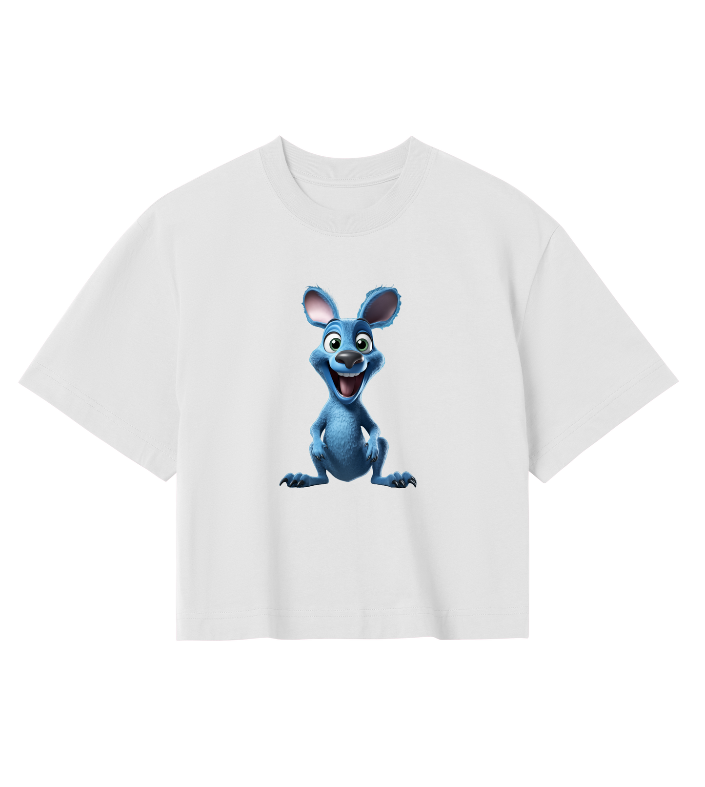 Blaues Känguru mit Backprint - Limited - Womens Crop Top